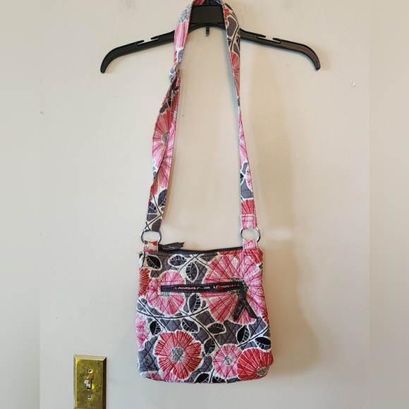 VERA BRADLEY Floral Pink Paisley Zip Pocket AdjustStrap Cross Body Messenger Bag - Picture 1 of 4